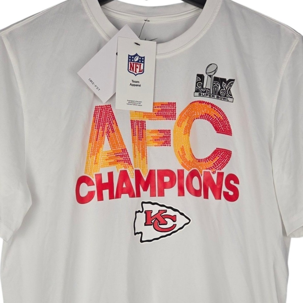 Kansas City Chiefs Shirt Mens Medium White AFC Champions NFL Super Bowl Nike NWT